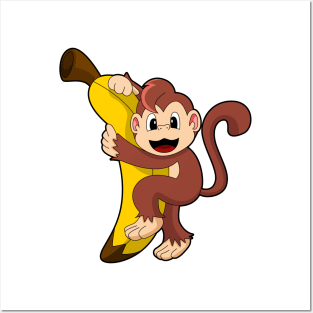 Monkey with Banana Posters and Art